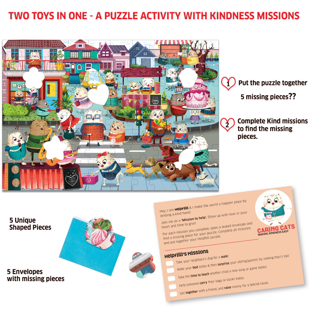 Chalk & Chuckles Caring Cats Helpfilli Activity Puzzle -100 pieces