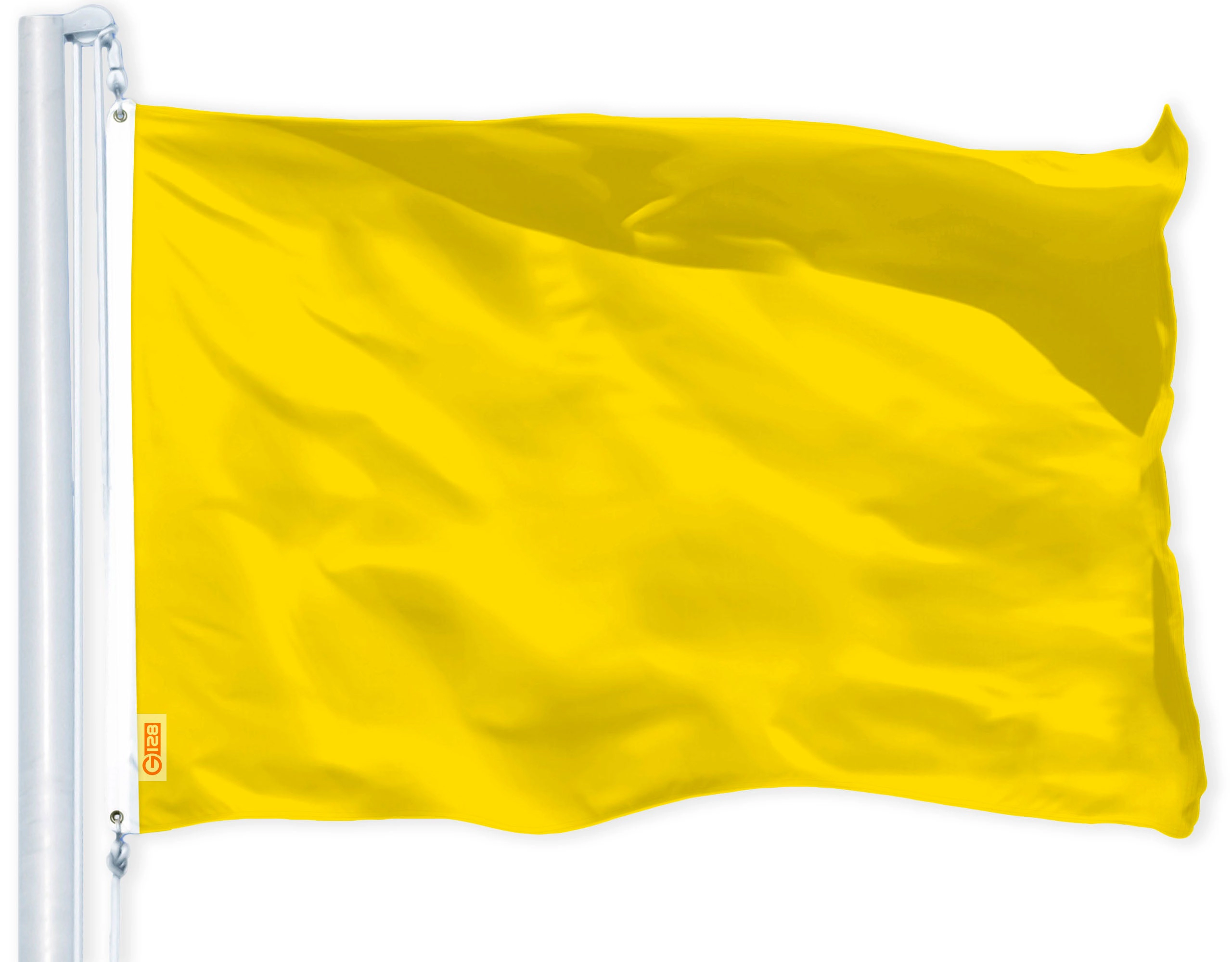 G128 Solid Yellow Flag 2x3 Ft - LiteWeave Pro 150D Polyester, Dye-Sublimated, Brass Grommets
