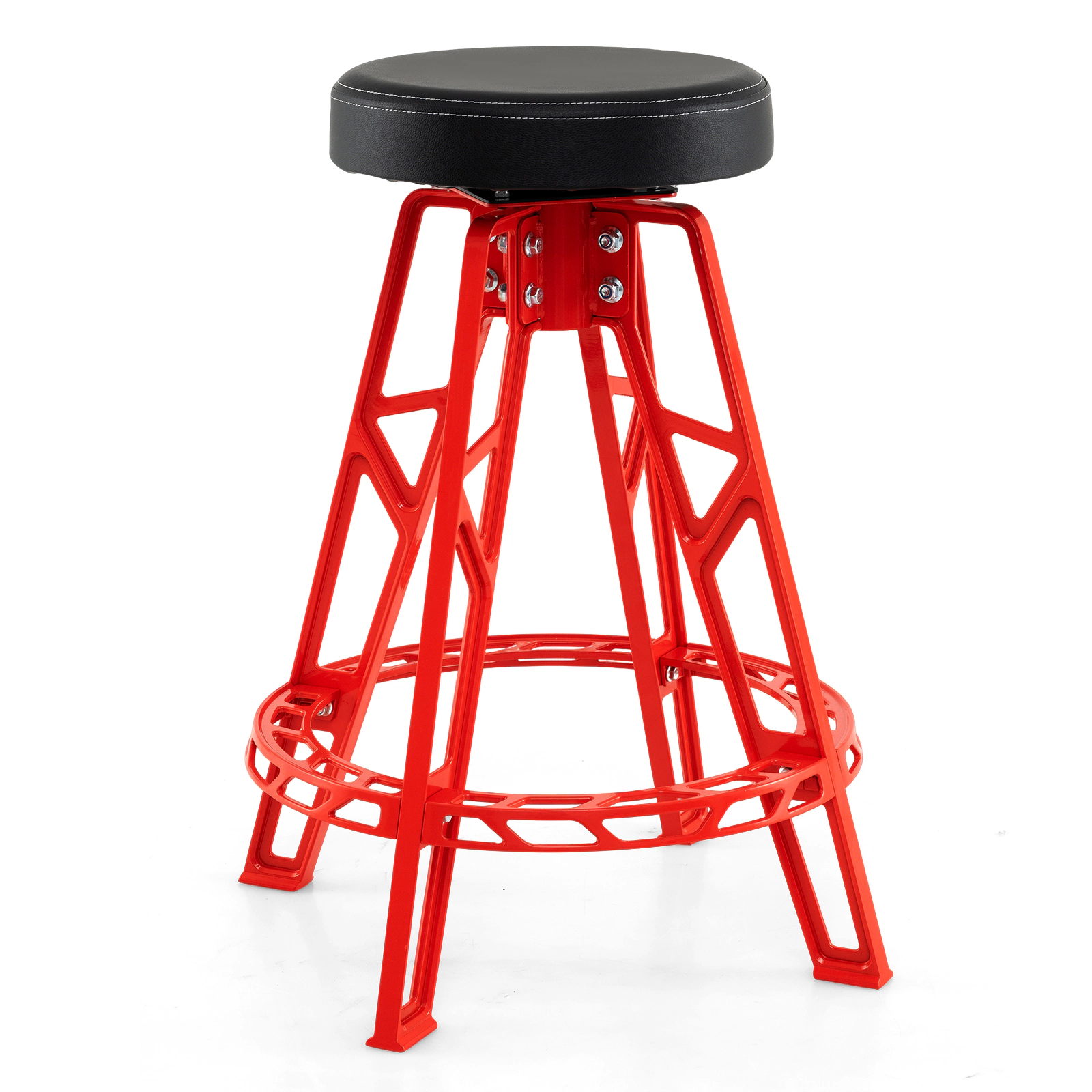 SUGIFT Heavy-Duty Garage Bar Chair with 360° Swiveling Seat 400-lb Capacity Red + Black