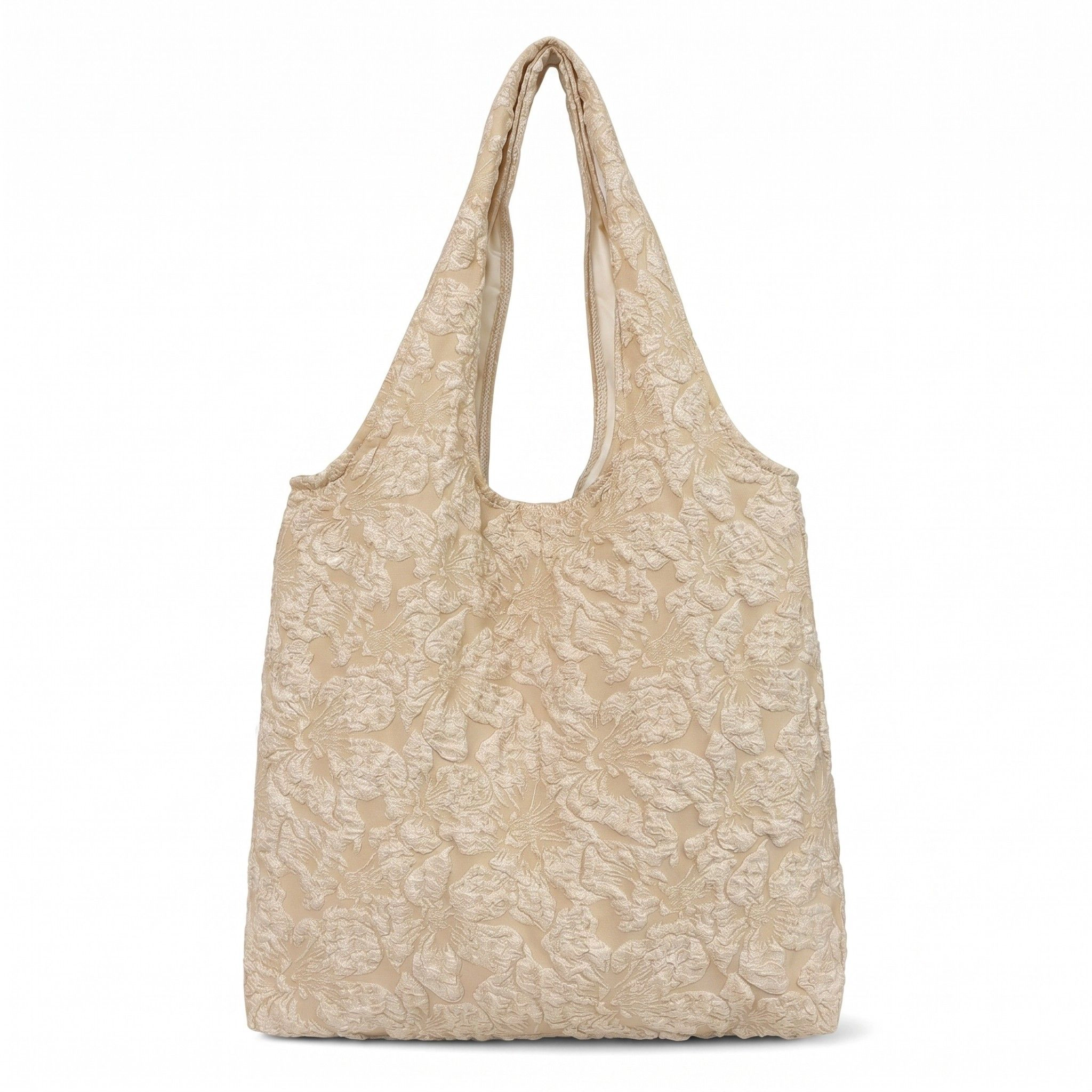 Alilang Women's Floral Pattern Shoulder Tote Bags Lightweight Foldable Daily Bag for Women, Beige