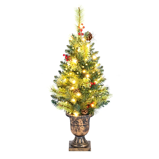 LJG LED Christmas Tree with Red Berries Pine Cones