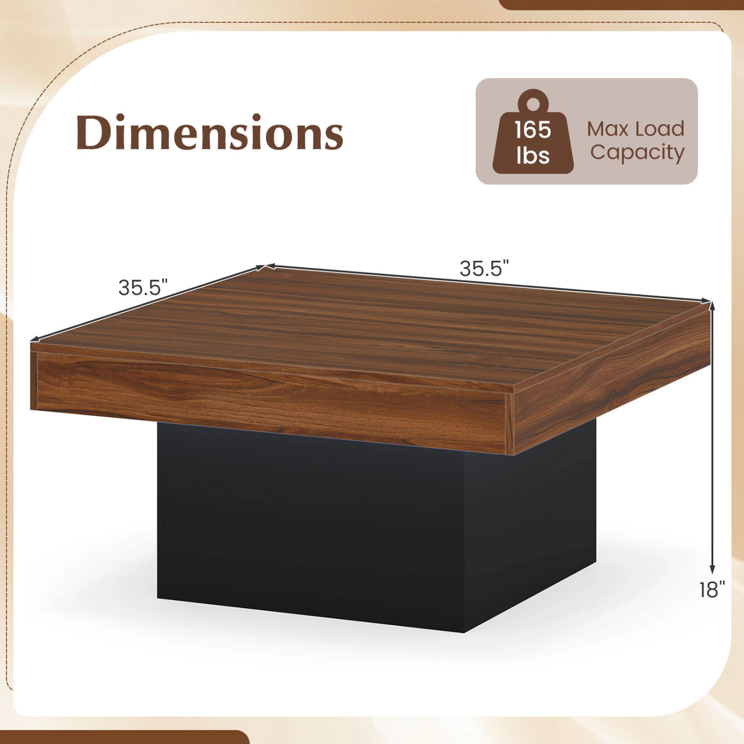 SUGIFT 35.5-in 165-lb Capacity Square LED Accent Coffee Table with 21 Dynamic Modes and 20 Static Colors