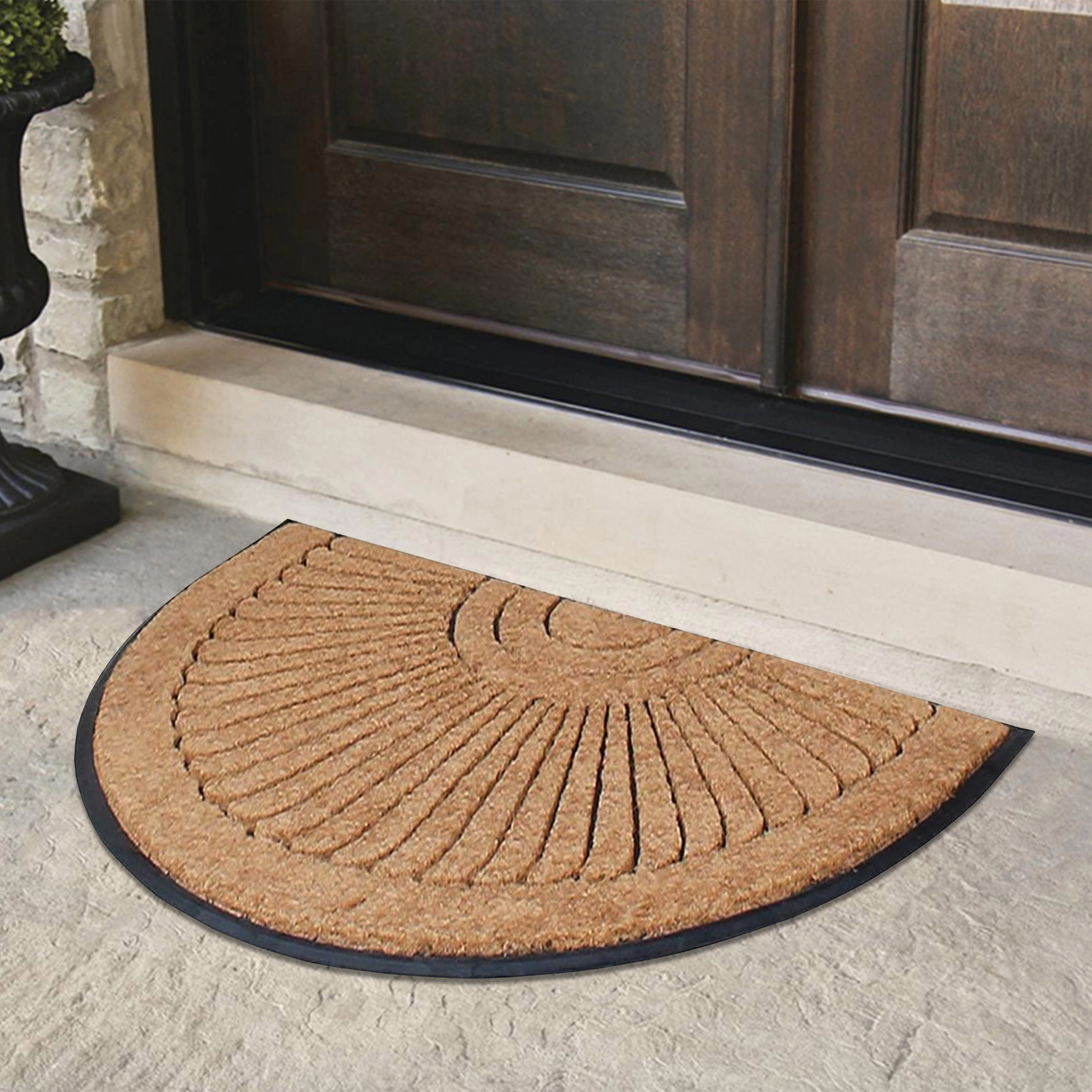 A1HC Coir and Rubber Door Mat 30x48 Inches Heavy Duty Durable Long-Lasting Sunburst Semicircle