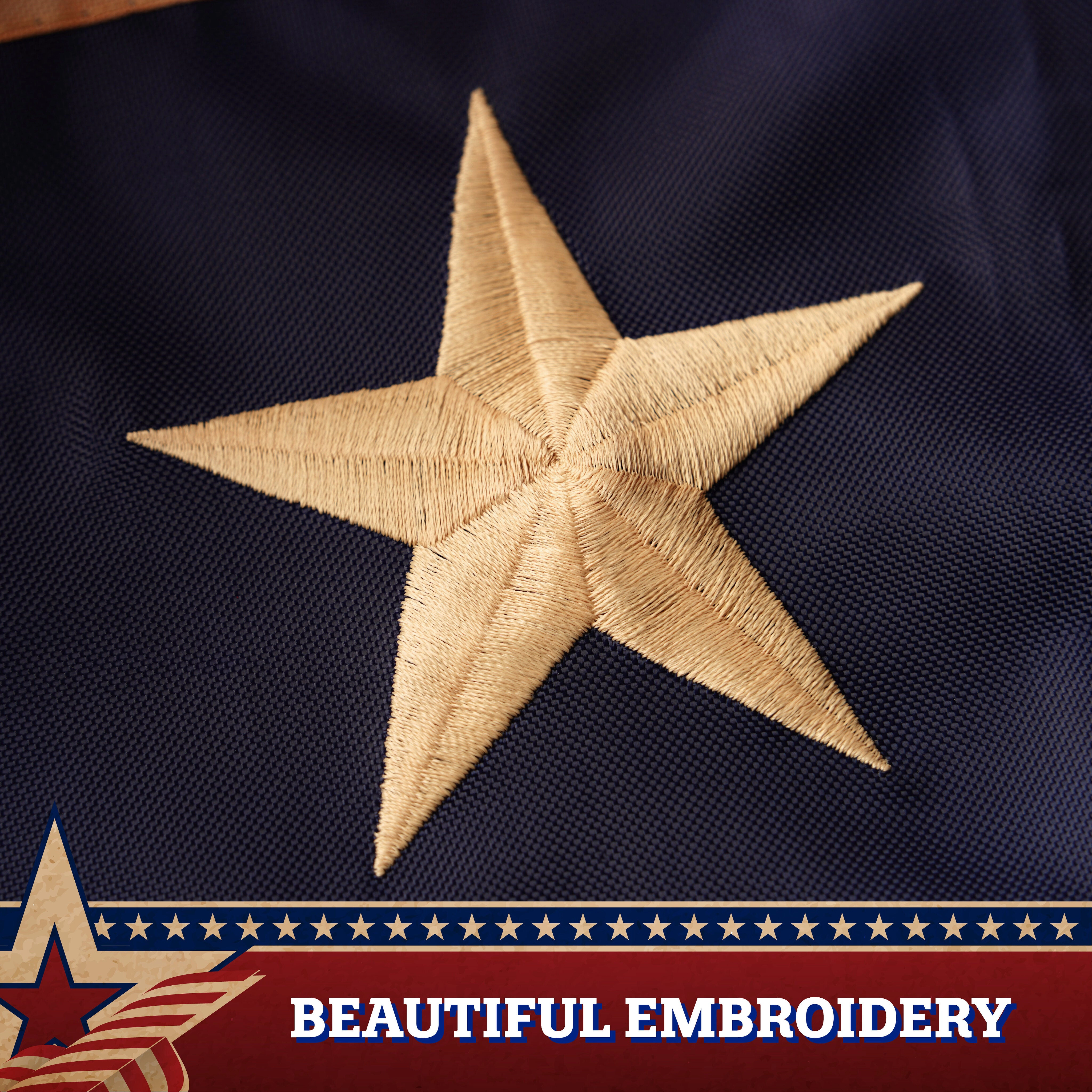 G128 2-Pack USA Tea-Stained Pleated Fan Flag 2x4 ft Embroidered Polyester