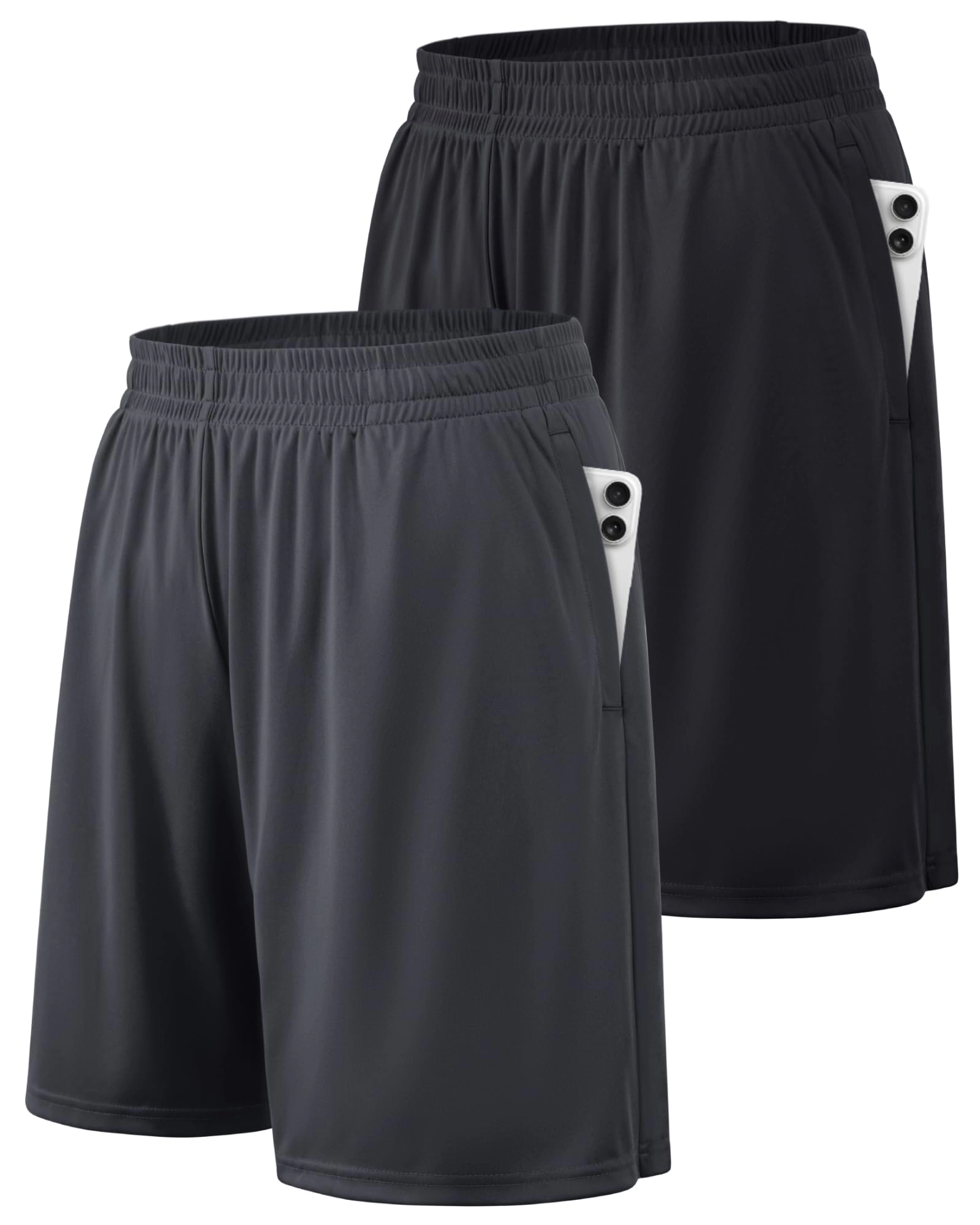 PIGFDK Quick Dry Men's Athletic Workout Shorts With Pockets Drawstring Waist