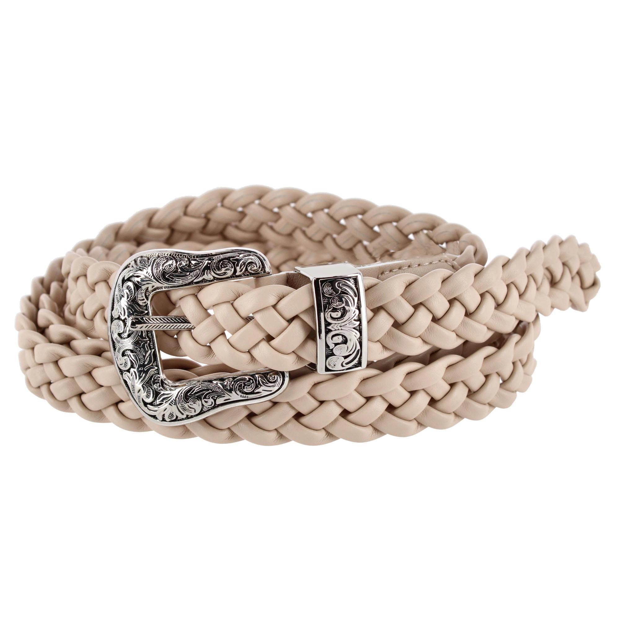 CTM Women's Plus Size Western Buckle Braided Synthetic Belt