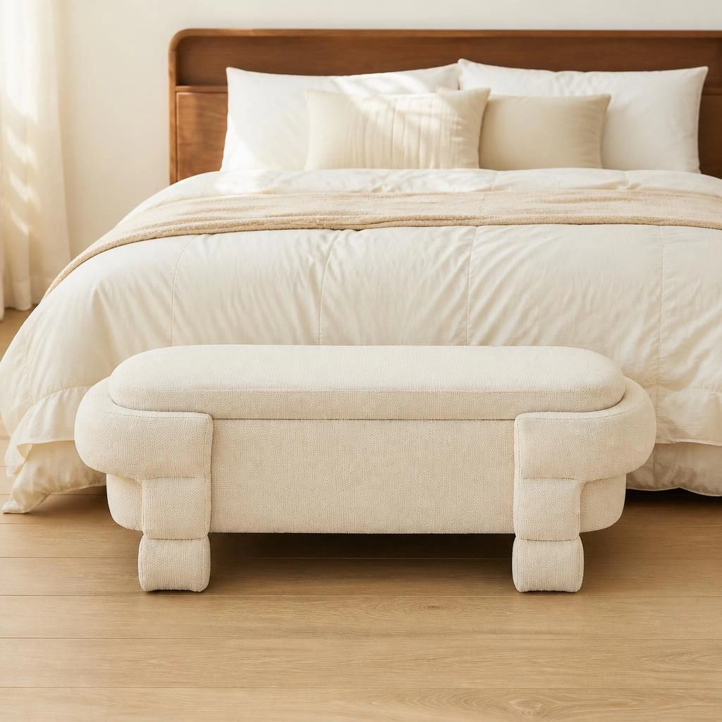GOODSILO Upholstered Rectangular Low Profile Ottoman Footstool