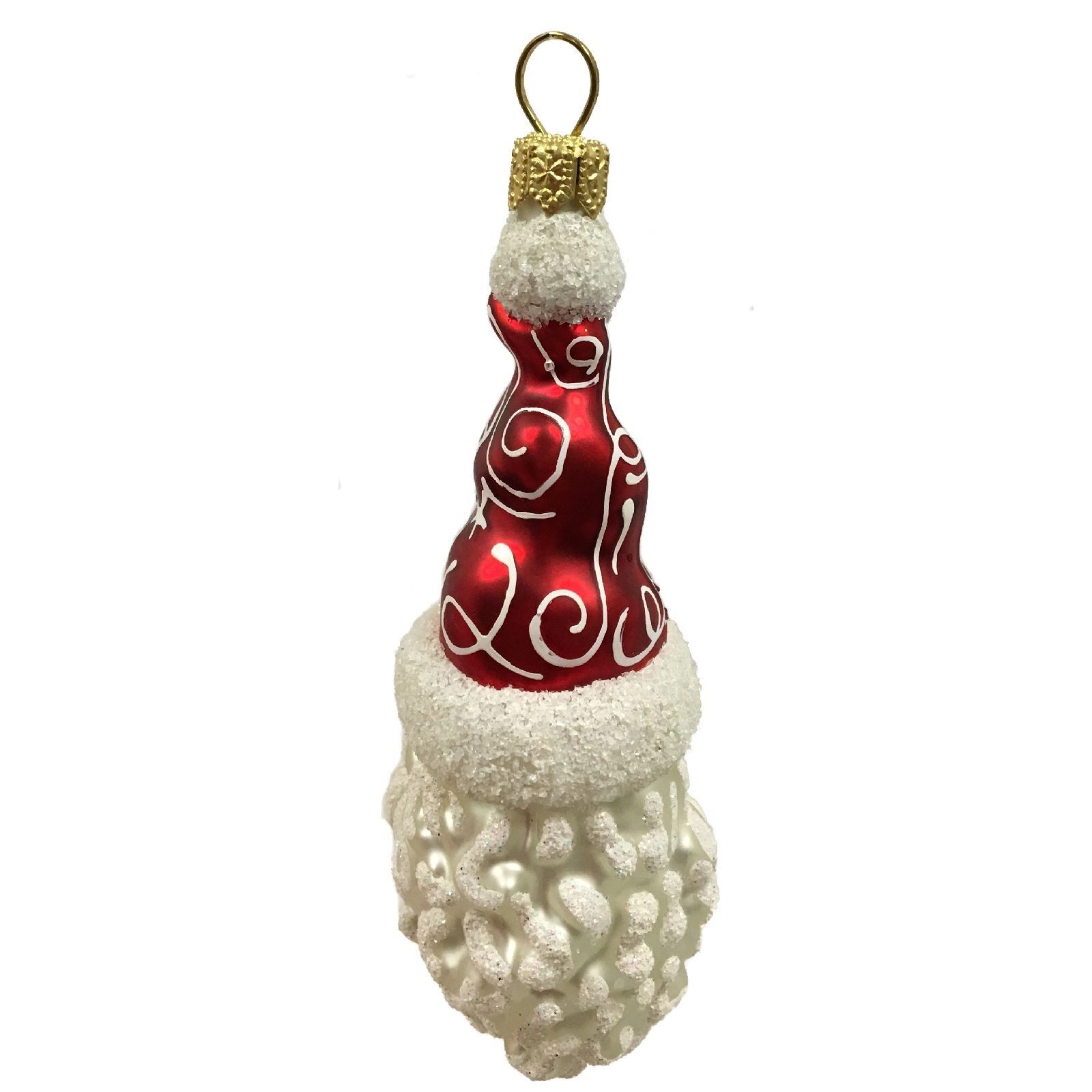 Pinnacle Peak Trading Company Santa Claus Face with Glasses Polish Glass Christmas Tree Ornament Decoration