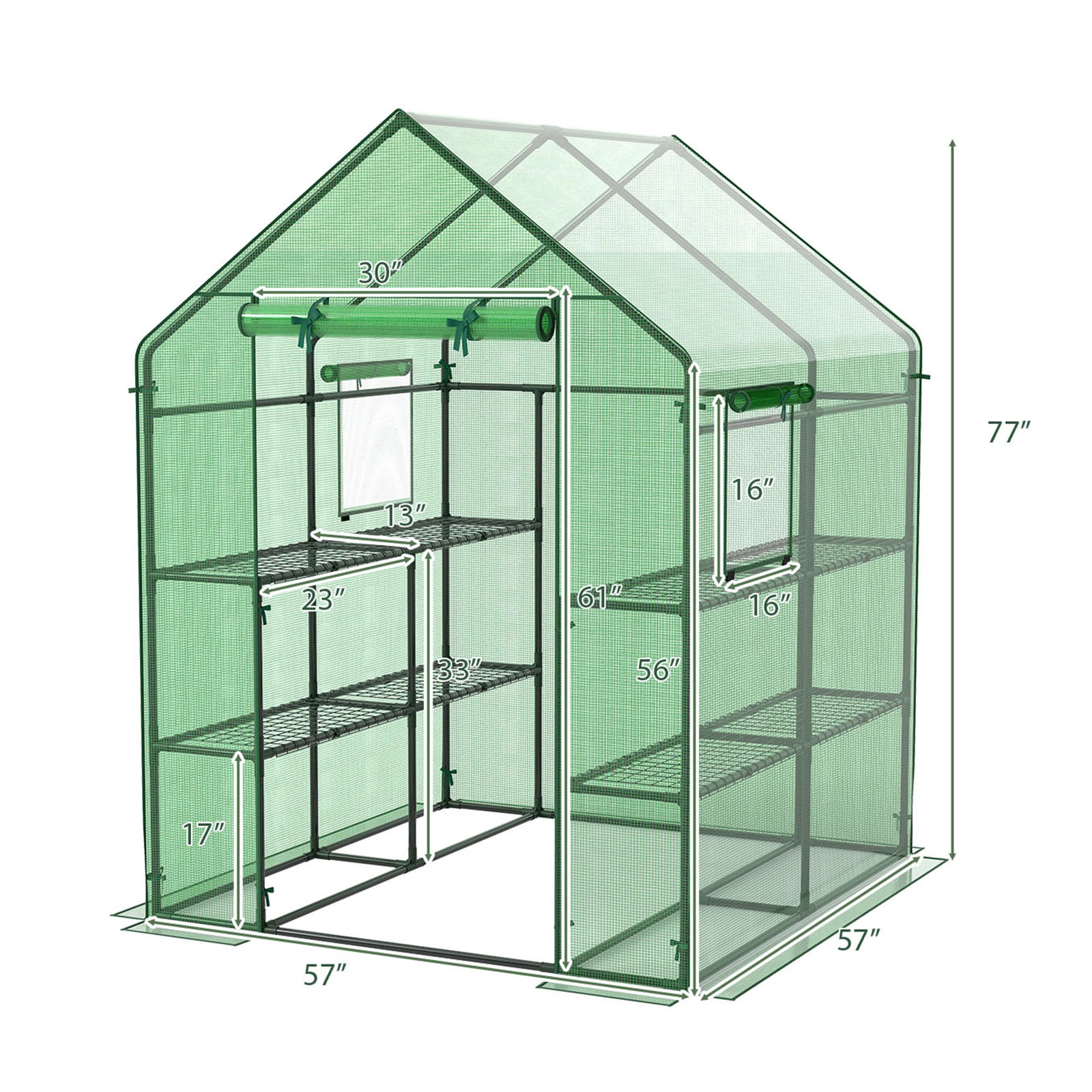 LJG Walk-in Greenhouse with Observation Windows