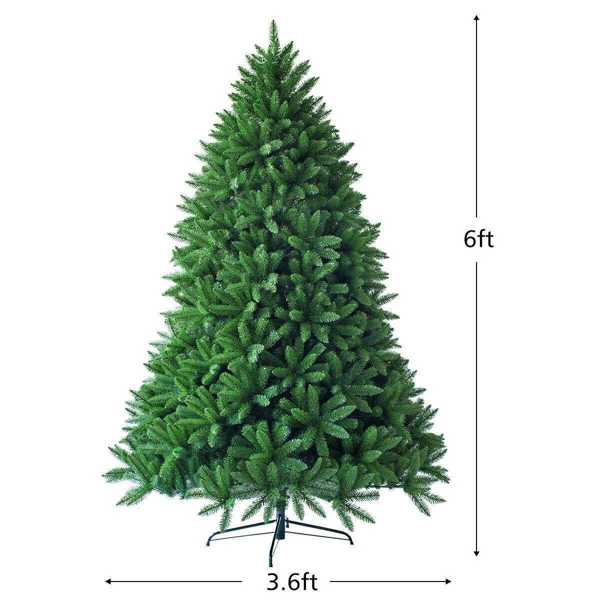 Glintex 6-Ft Unlit Christmas Tree with 1250 Branch Tips and Foldable Base, Green
