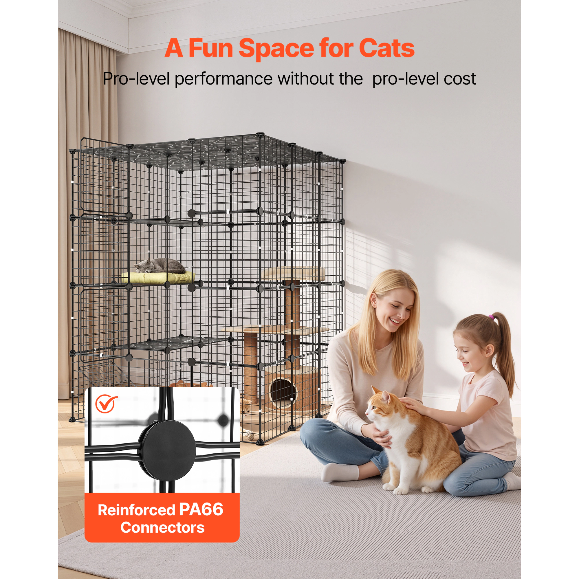 HONGGE Cat Cage Large DIY Cat Playpen Indoor Enclosure Detachable Metal Wire Kennel Crate with Exercise Place for Cats