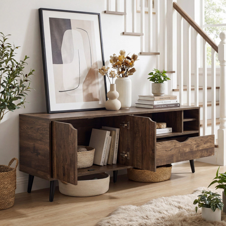 Hivvago Tv Stand For Tvs Up To 65 Inches Rustic Entertainment Center
