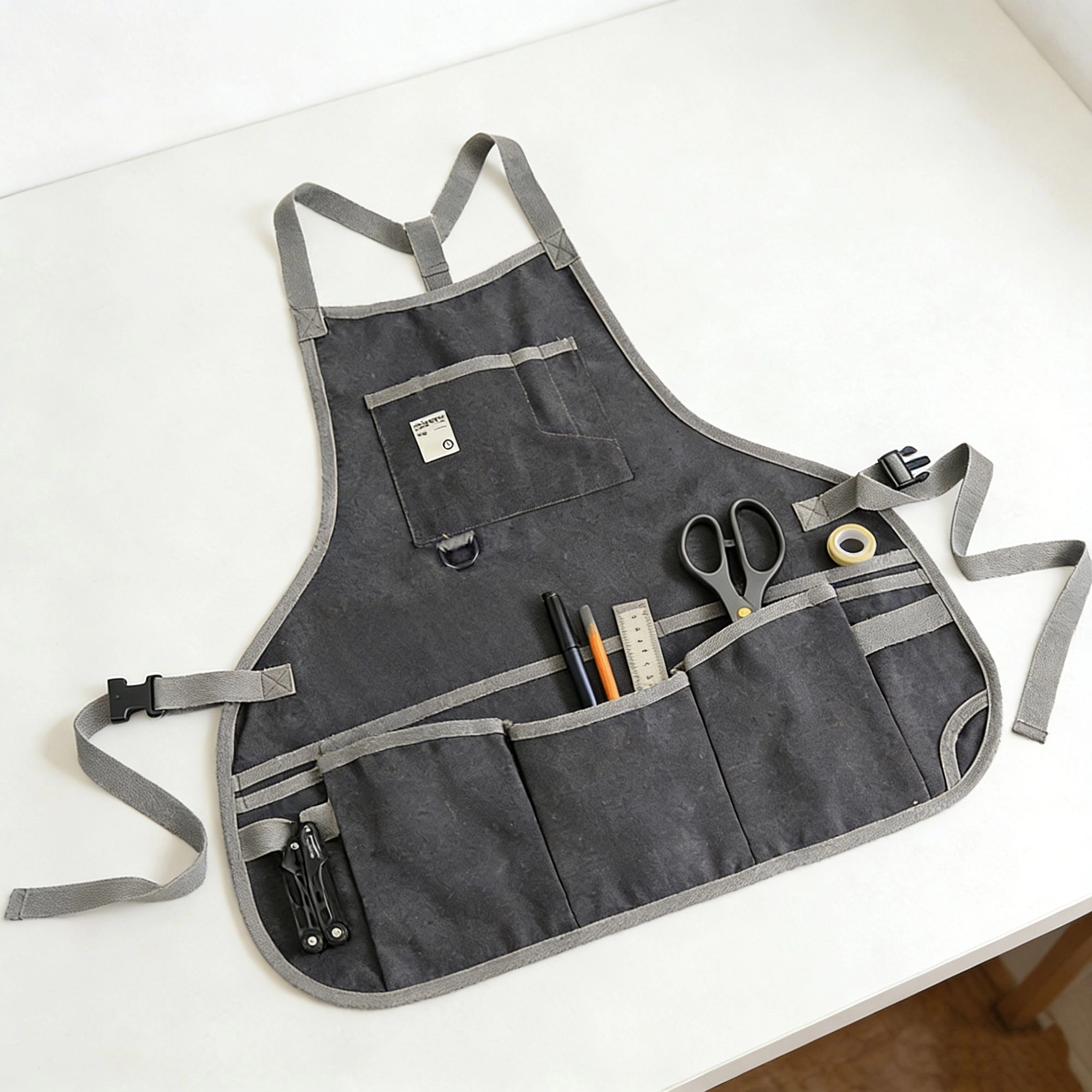 Alilang Unisex Canvas Utility Apron with Multiple Pockets Work Apron for Cleaning Cooking Gardening Household Tasks