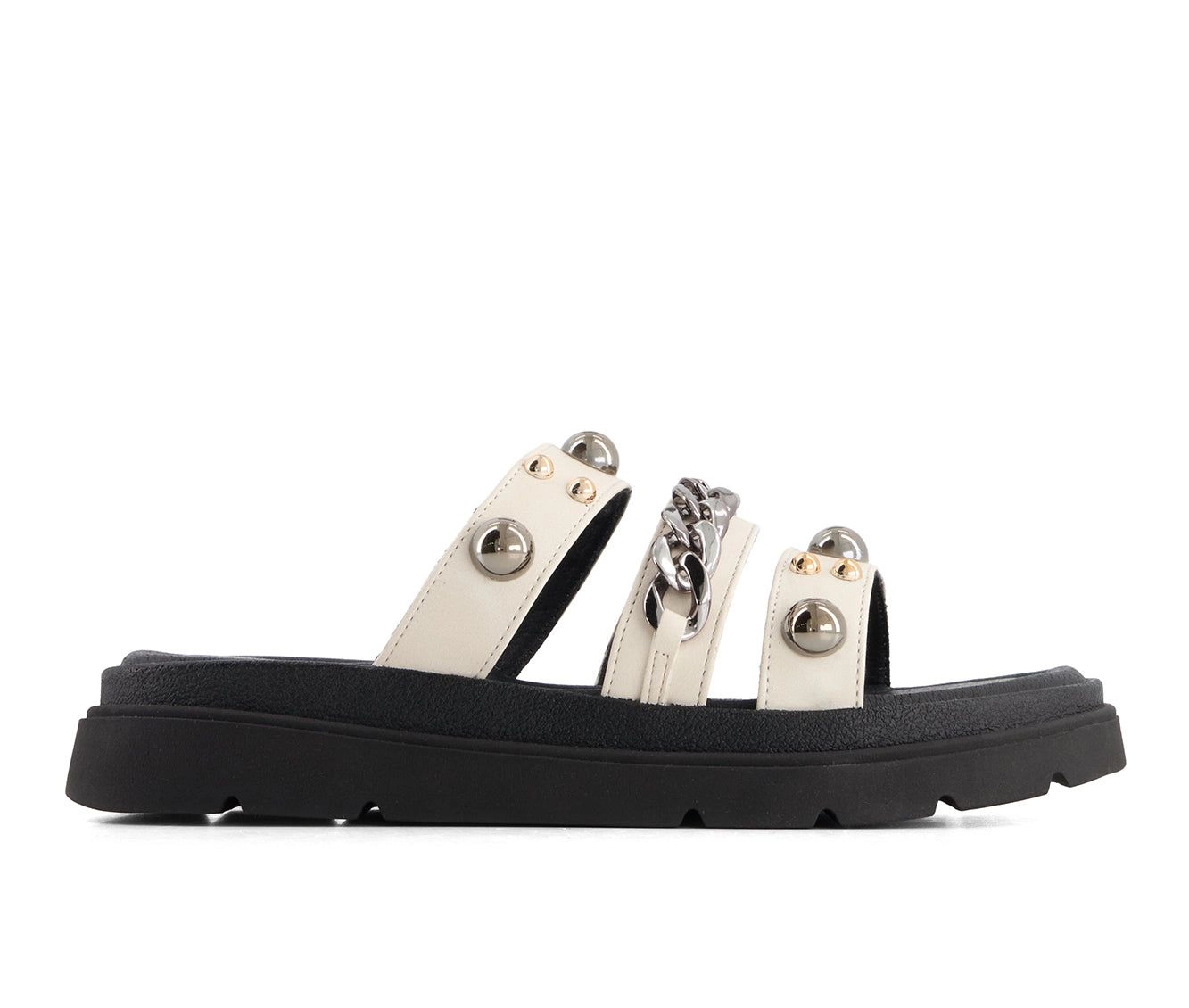 Andrea Womens Triple Strap Chain Sandals