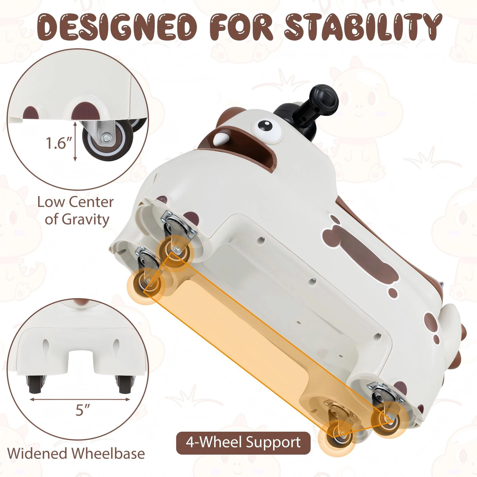 SUGIFT Toddler Ride On Walking Sliding Car with Lights and Music 55-lb Capacity Ages 18 Months And Up White