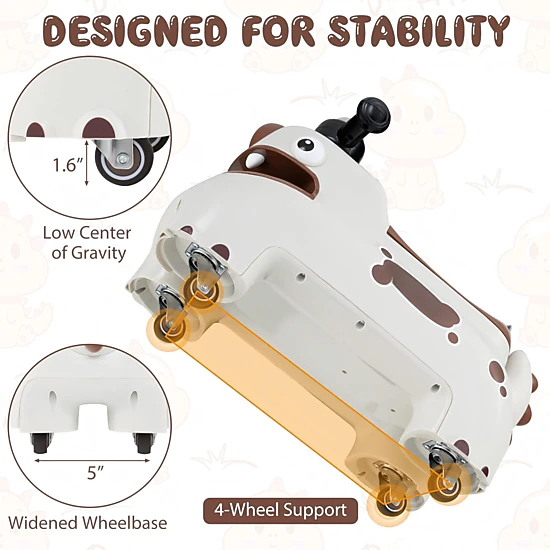 SUGIFT Toddler Ride On Walking Sliding Car with Lights and Music 55-lb Capacity Ages 18 Months And Up White