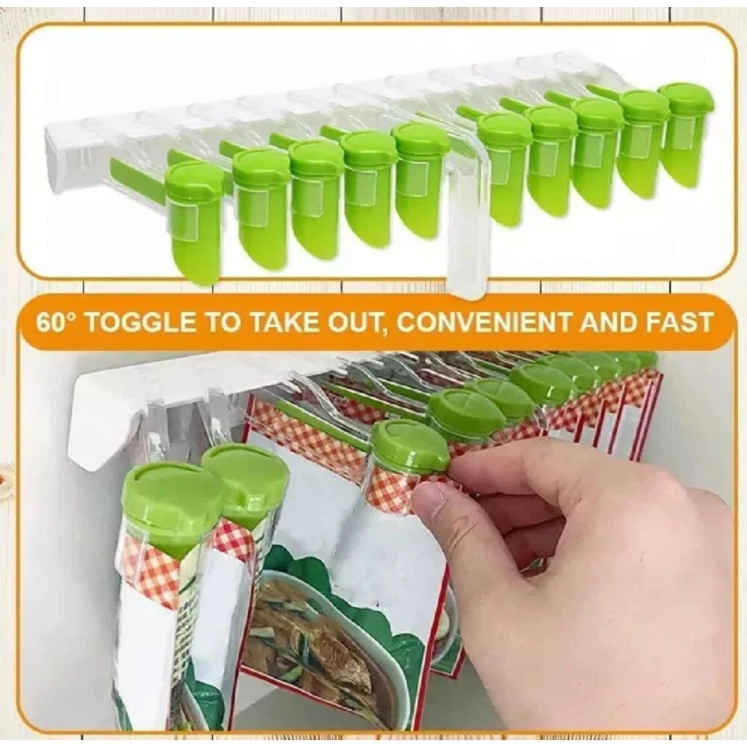 Home Collection Wall Mount Seasoning Bag Rack Spice Packet Clip Holder Organizer