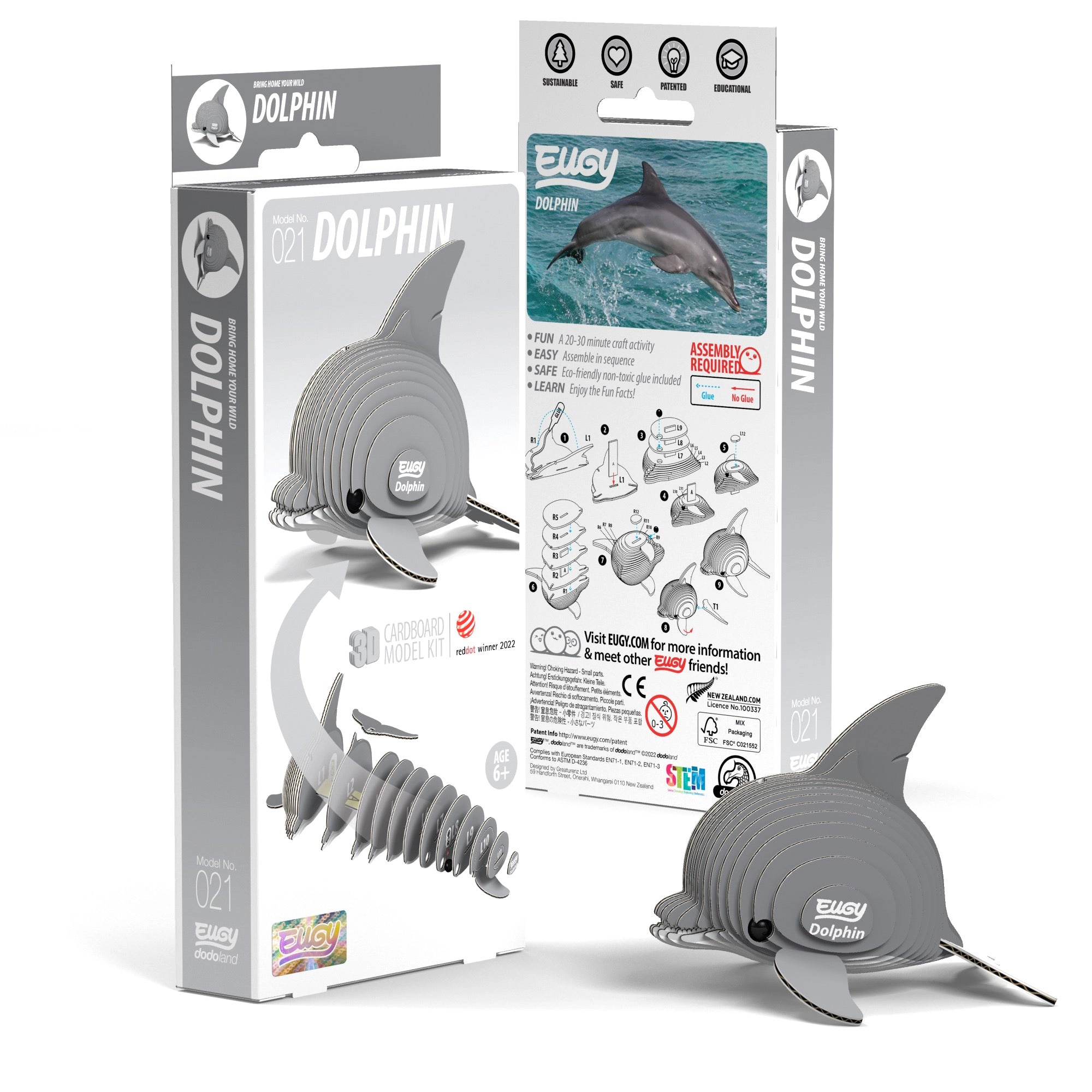 EUGY Dolphin 3D Puzzle - contains 25 puzzle pieces