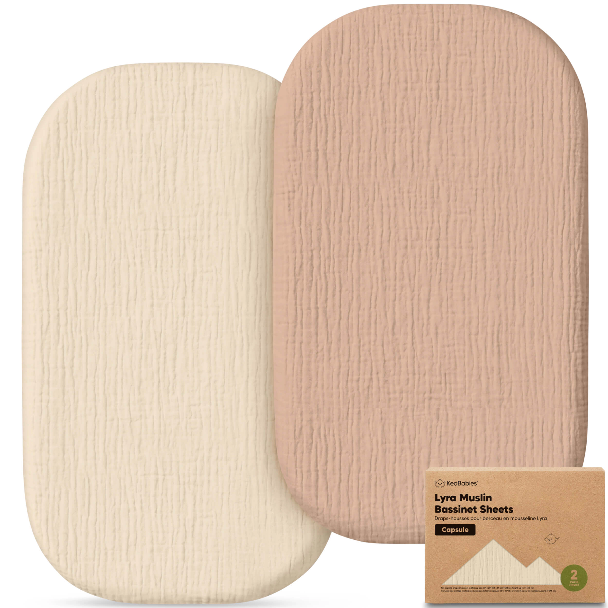KeaBabies 2-Pack Lyra Muslin Bassinet Sheets