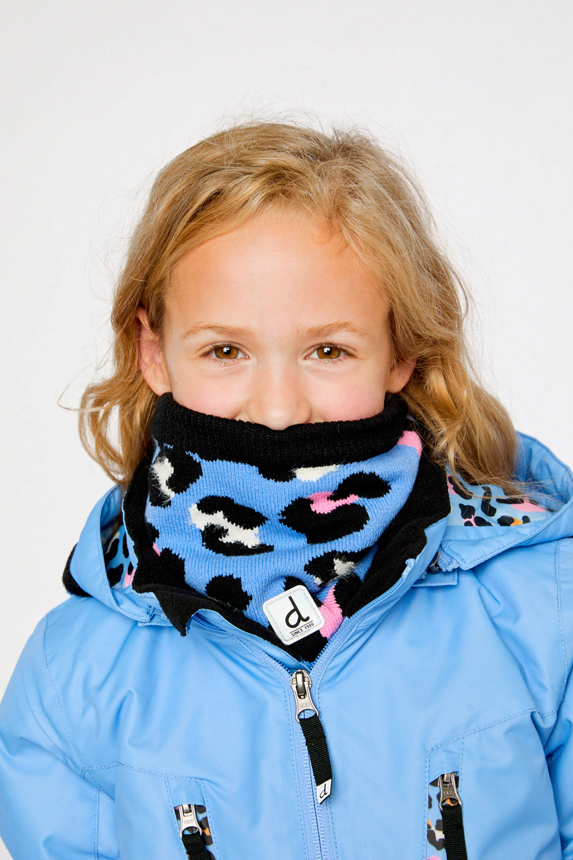 Deux par Deux Girls Leopard Print Jacquard Winter Knit Neckwarmer - Years