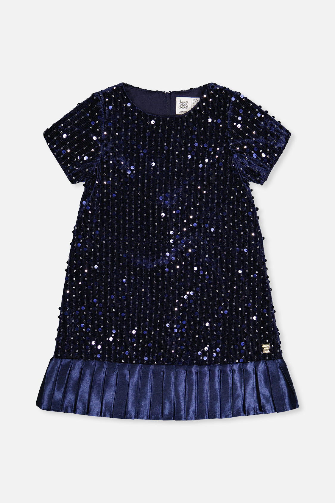 Deux par Deux Girls Sparkle Velour Short Sleeve A-Line Dress