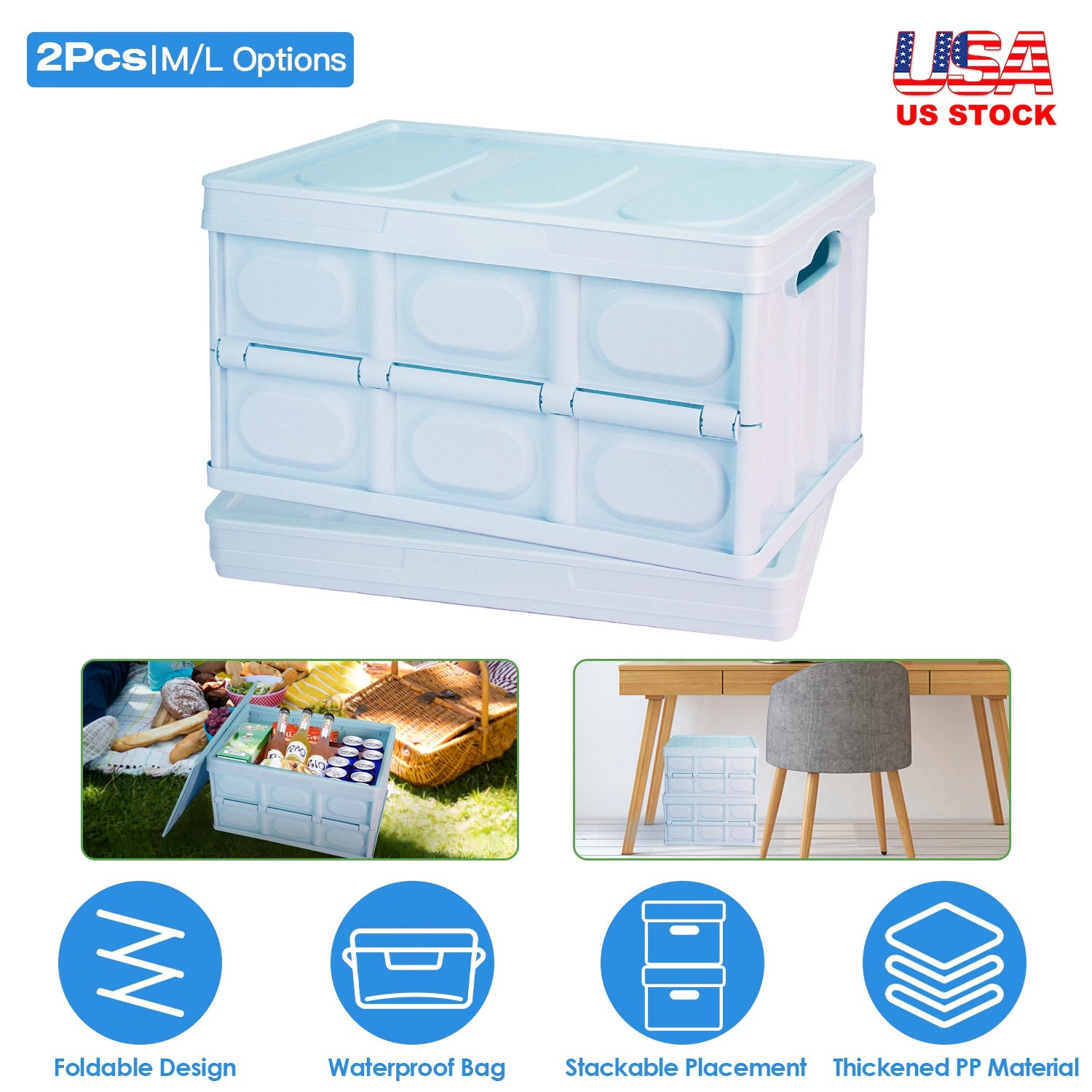 GBruno 2-Pc Collapsible Storage Bins With Lids