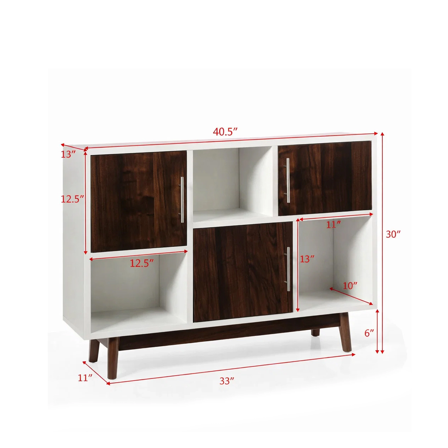 Hivvago Wooden Sideboard Cabinet with Display Shelves and Storage Compartments