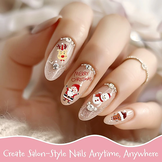 Wrapables 5D Embossed Festive Holiday Nail Art Decal Stickers, Self ...