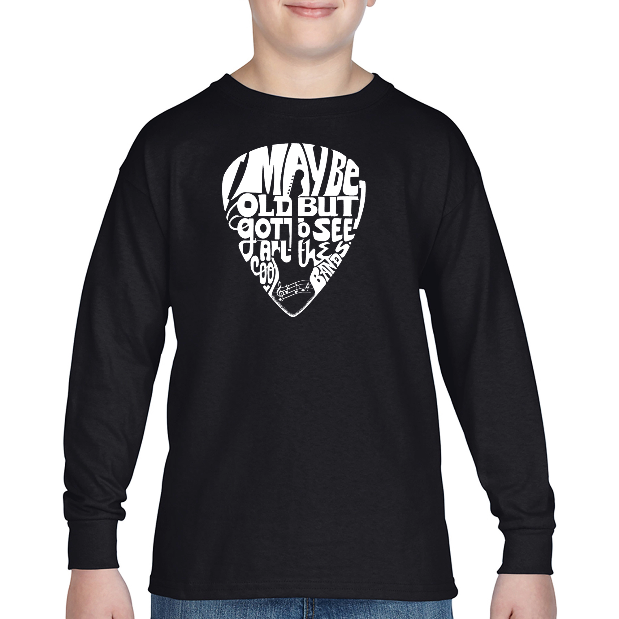 LA Pop Art Boys Long Sleeve T-Shirt -  Guitar Pick
