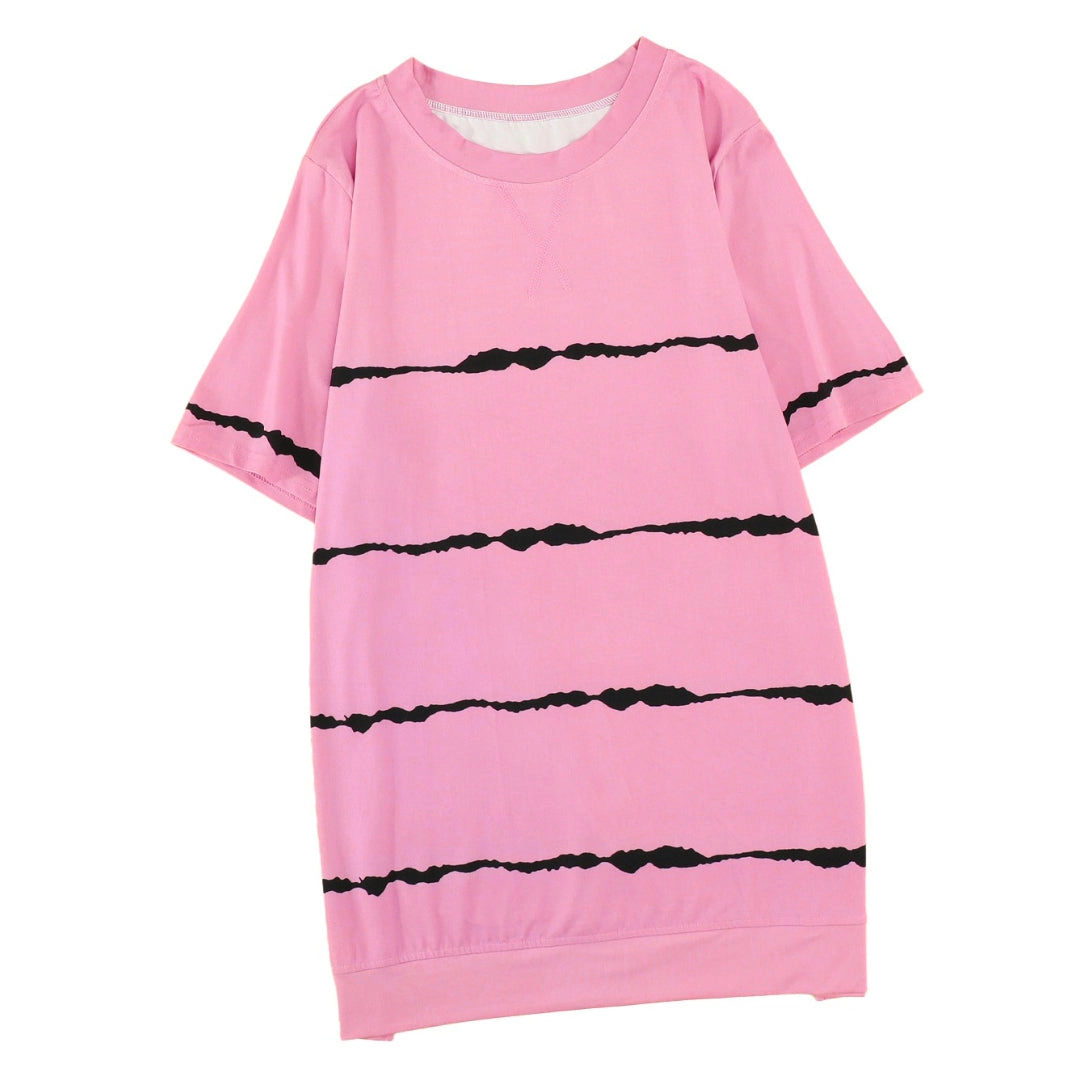 Zilpu Women’s Tie-Dye Stripe Side-Slit Tunic Tee