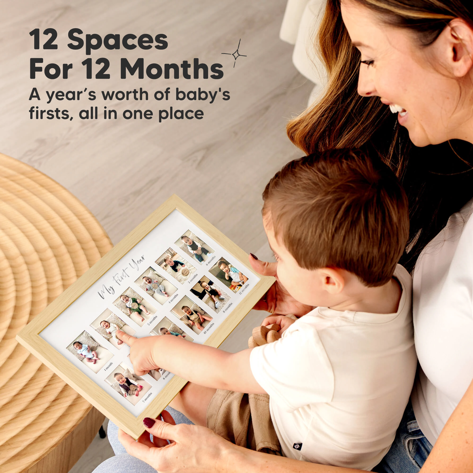 KeaBabies Nova Baby's First Year Picture Frame for Baby Boys, Girls