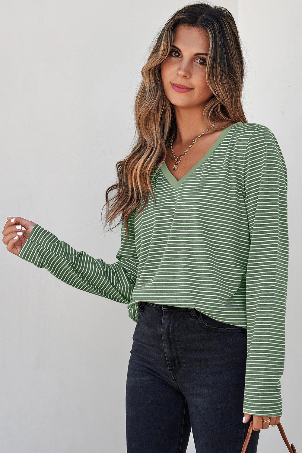 Threaded Pear Women's Capri Stripe Stretchy Long Sleeve Top