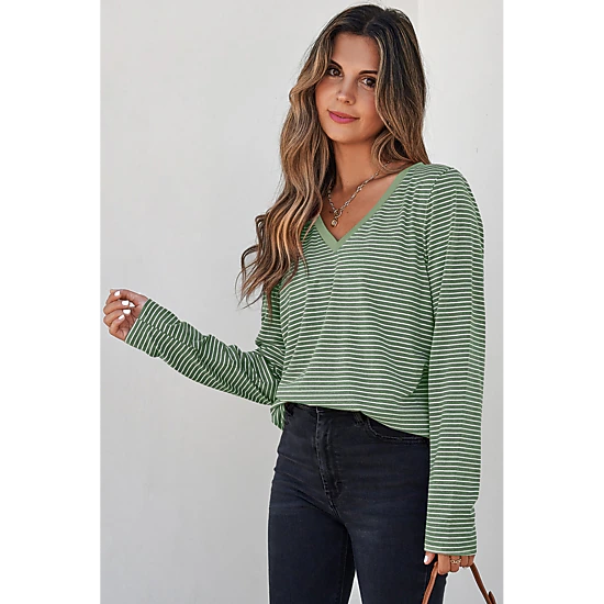 Threaded Pear Women's Capri Stripe Stretchy Long Sleeve Top