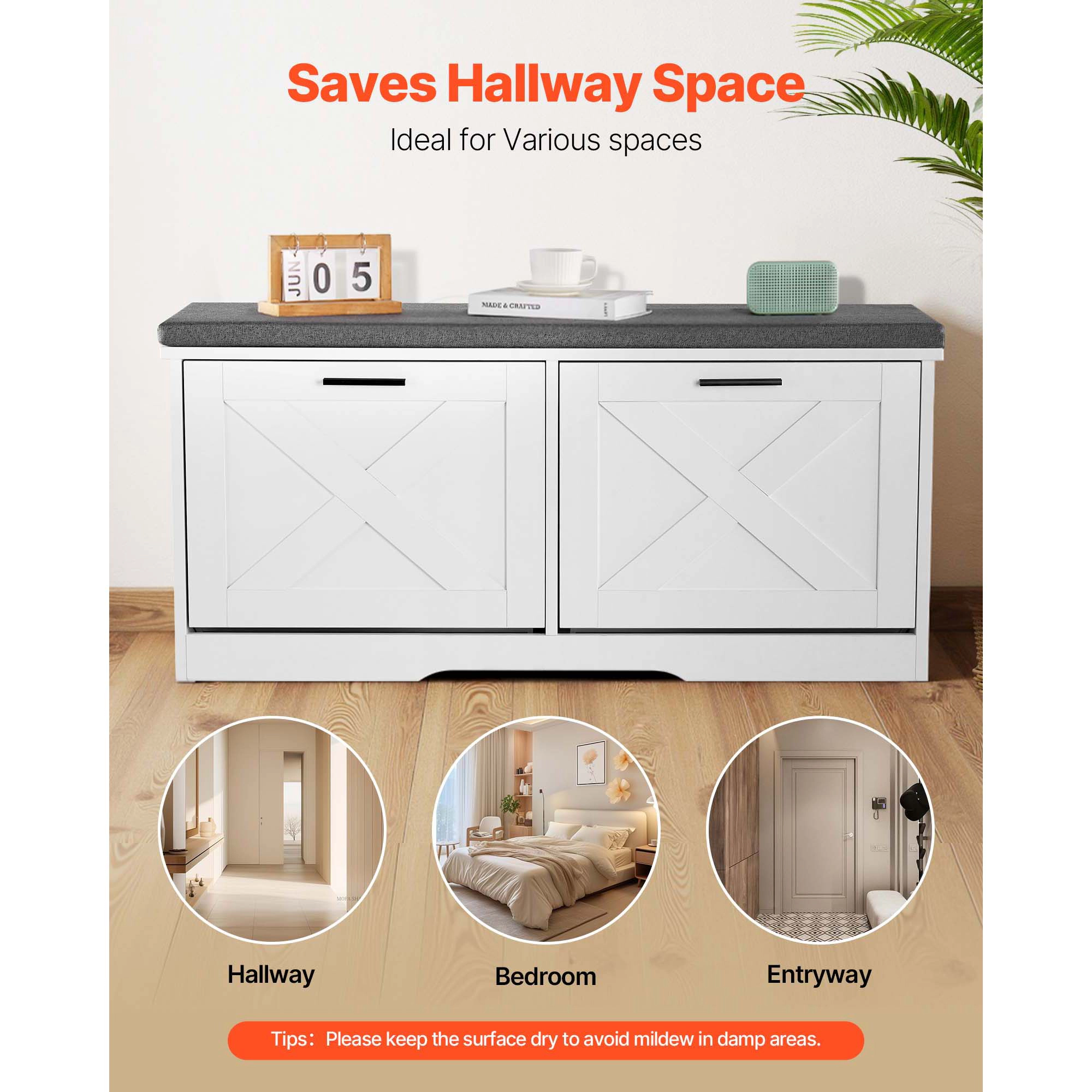 HONGGE Shoe Storage Bench for Hallway Entryway Bedroom