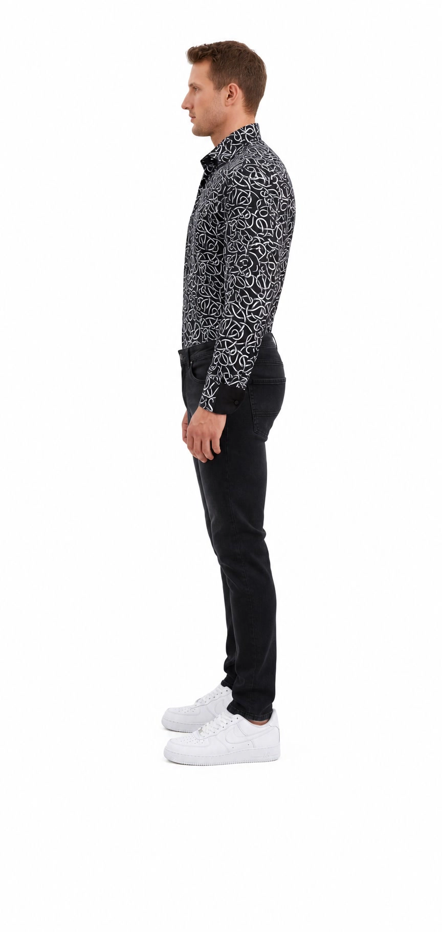 Elie Balleh Slim Fit Mens Swirl Print Shirt