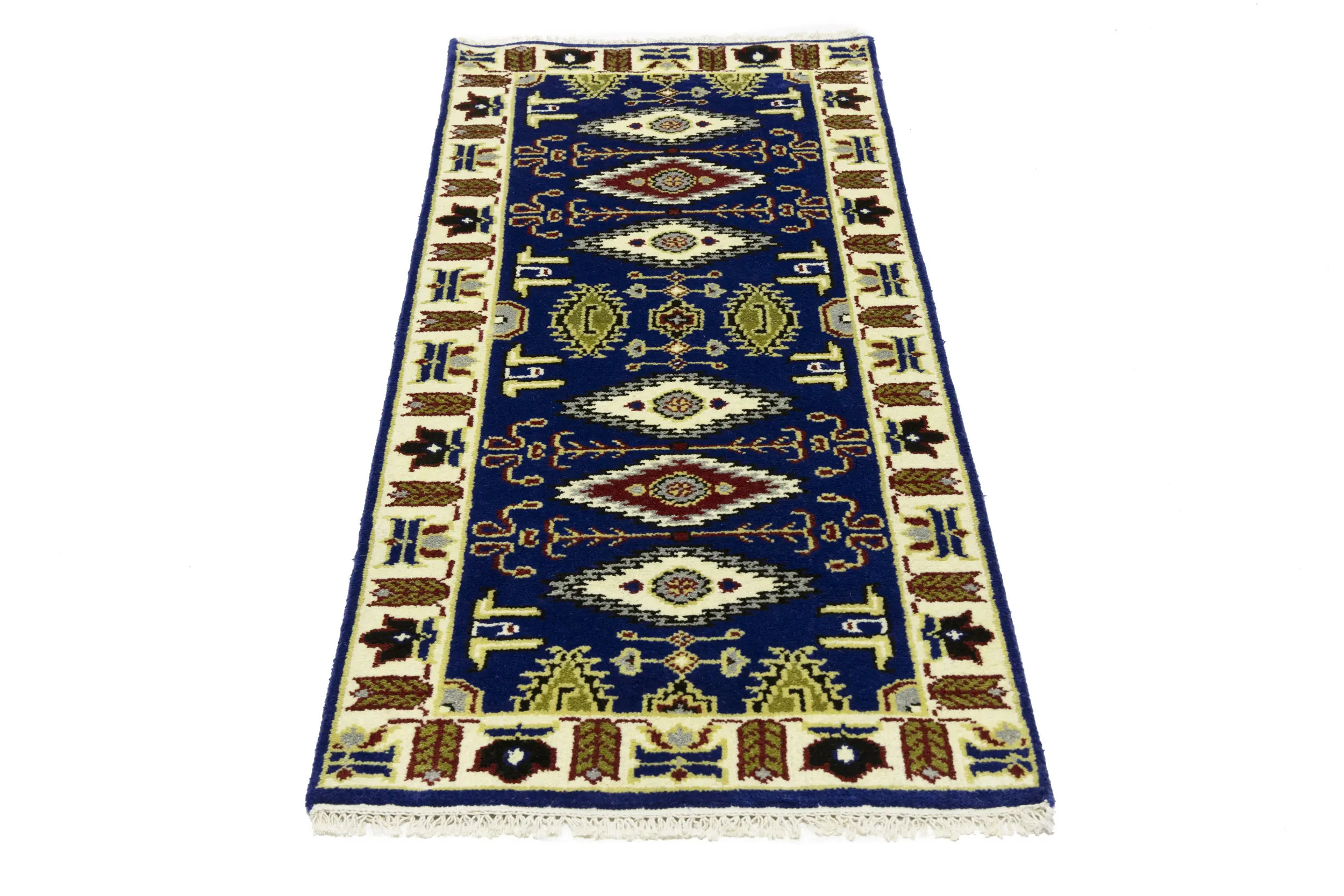 Magic Rugs Navy Blue Geometric 3X6 Kazak Oriental Rug