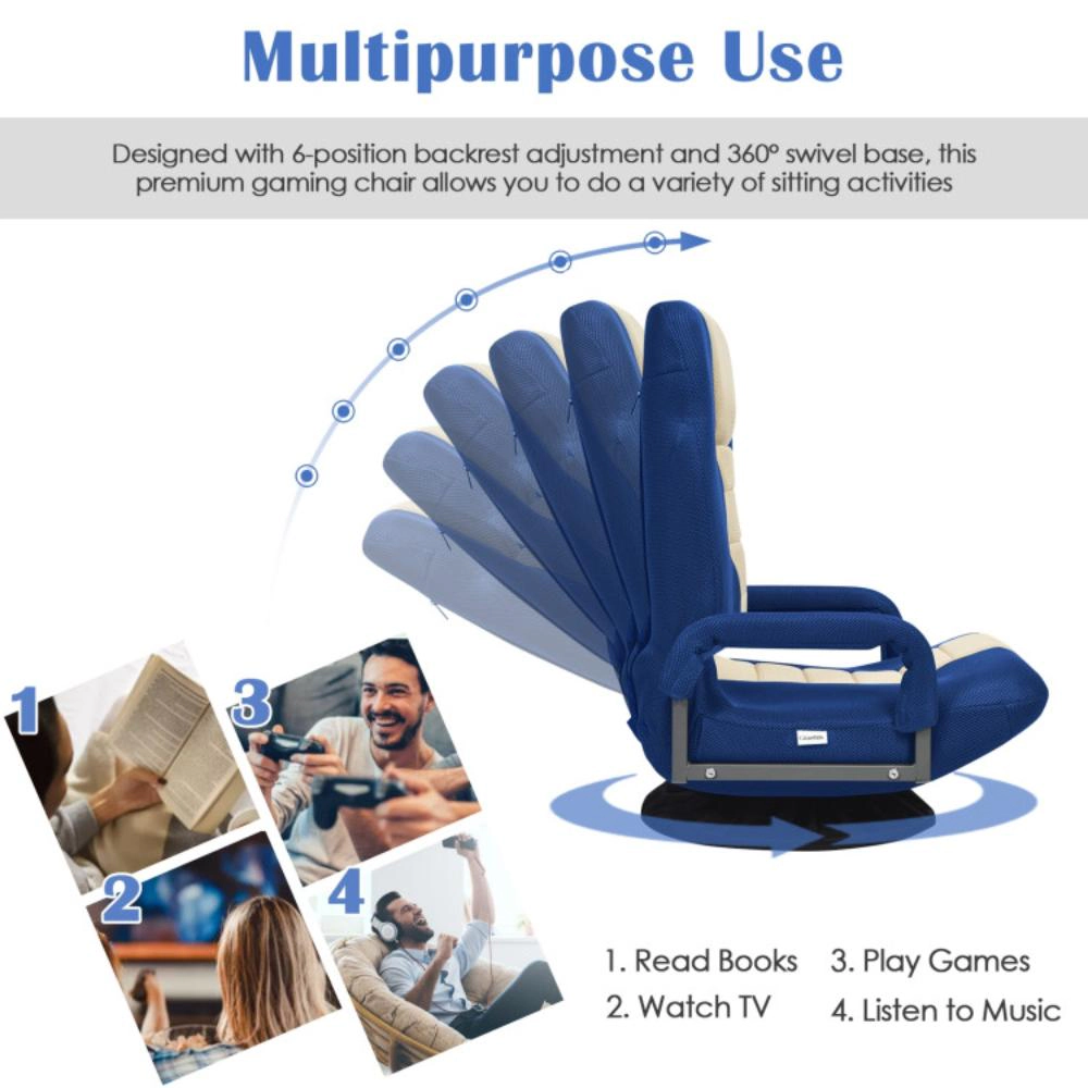 Hivvago 360-Degree Swivel Gaming Floor Chair With Foldable Adjustable Backrest