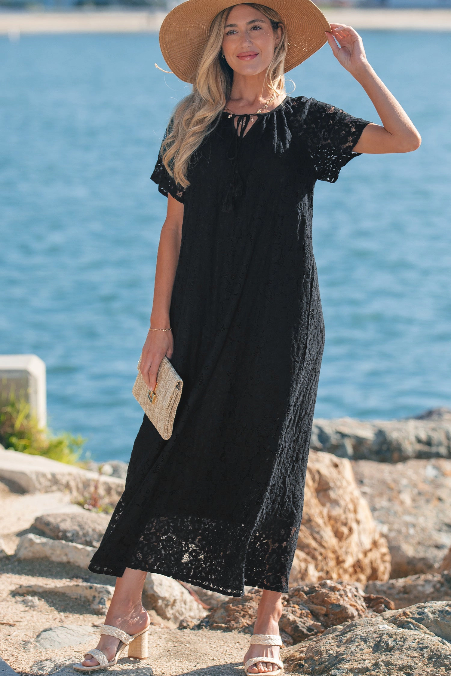 Threaded Pear Womens Keziah Vacation Loose Maxi Dress