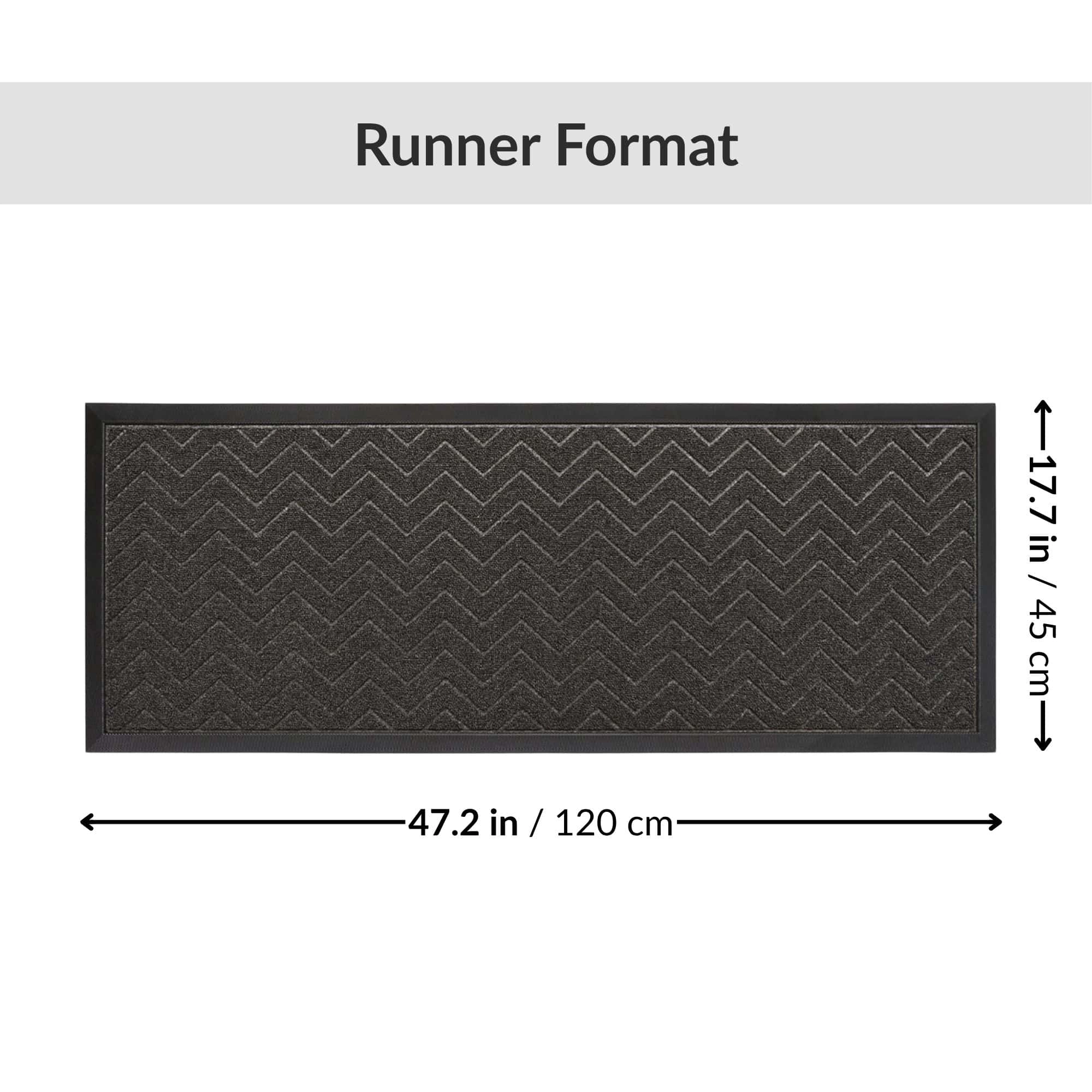 Evideco French Home Goods Dark Gray Chevron Runner Polypropylene Doormat 47.2 x 17.7 Inches