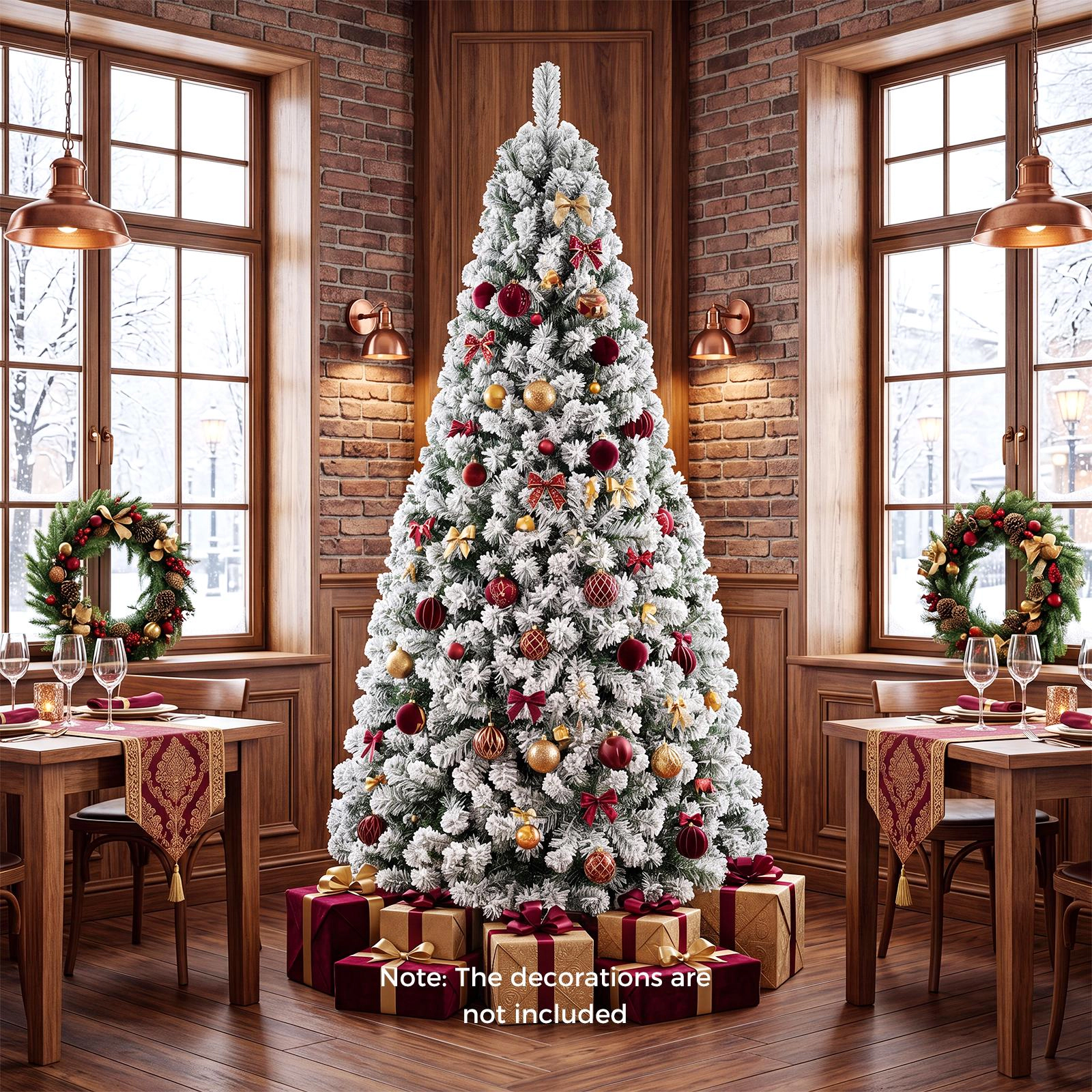 Costway 6 FT Snow Flocked Artificial Christmas Tree with 600 Realistic Branch Tips & Stand