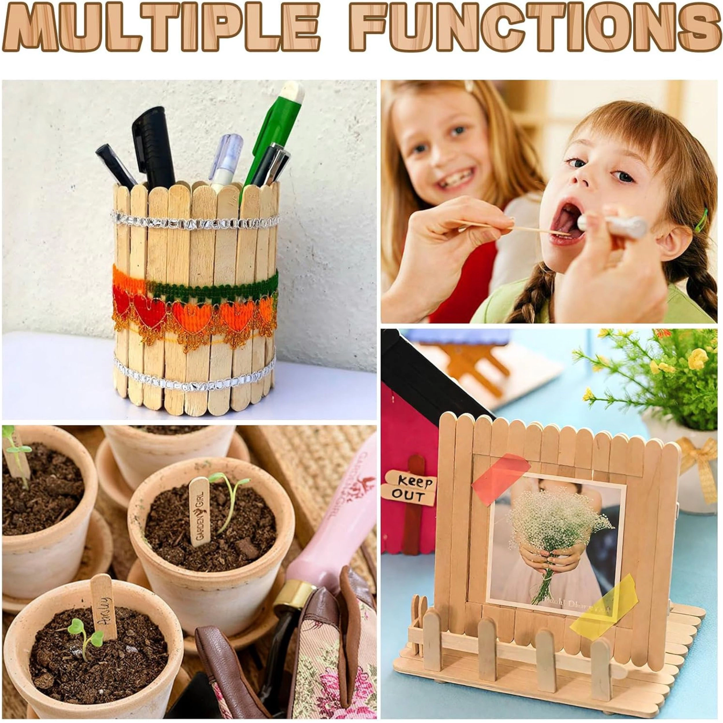 Stock Preferred Pack of 300 Wooden Craft Sticks Set 3 Sizes Popsicle for DIY Crafts