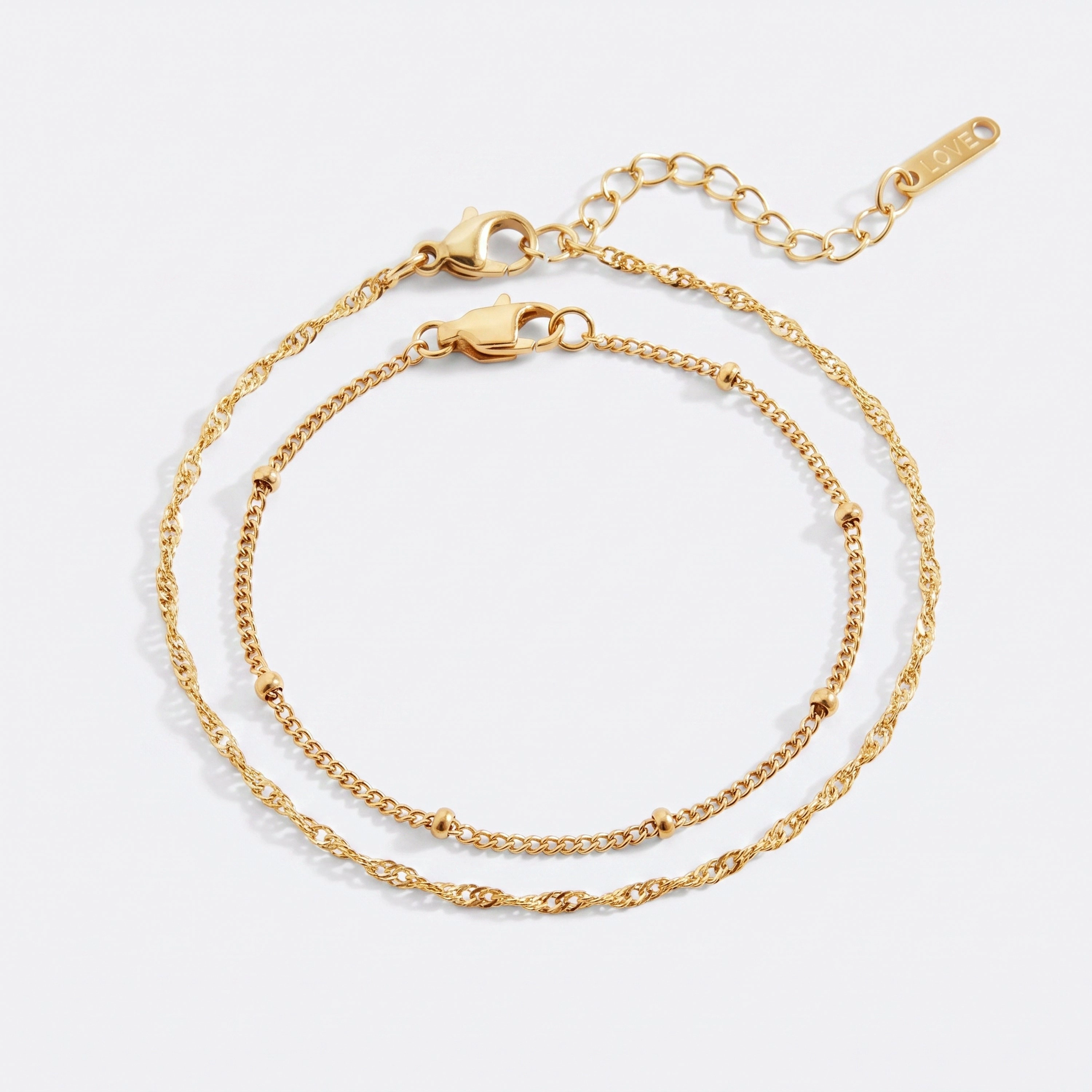 Mint & Lily Women's Twist and Satellite Chain Bracelet Set