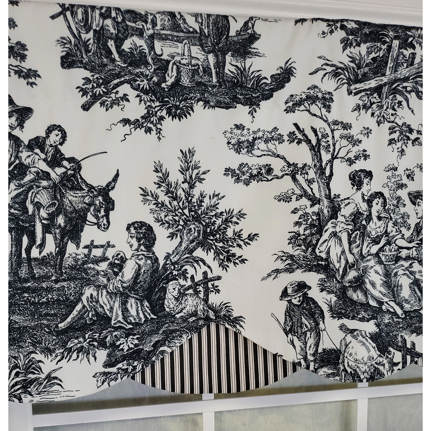 RLF Home 3" Rod Pocket High Quality Fabric Glory Days Petticoat Valance for Windows 50" x 15" Black