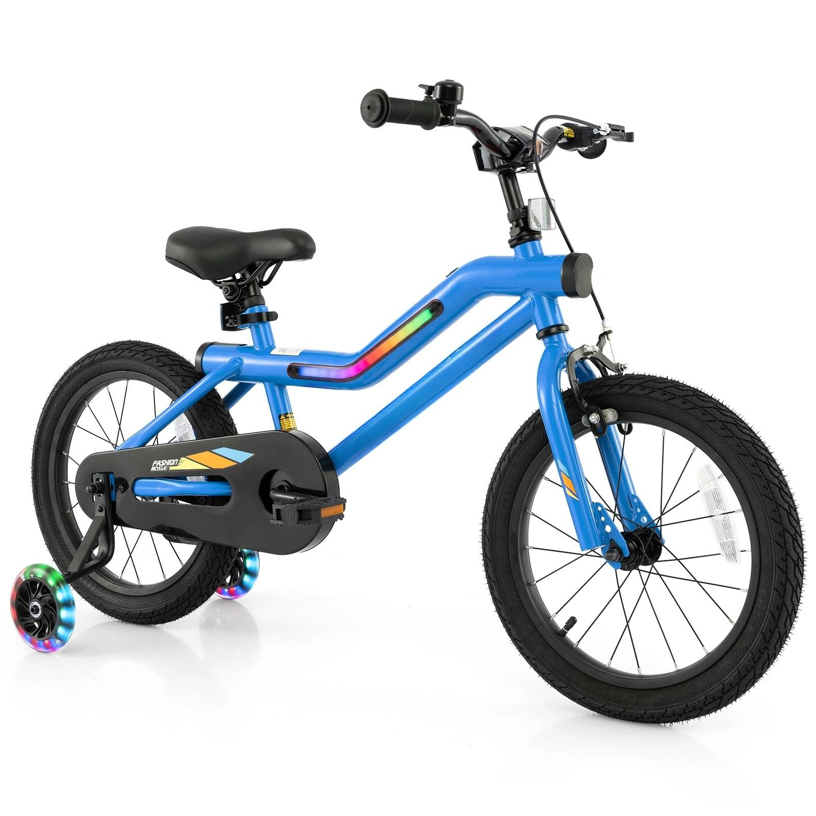 SUGIFT Navy Blue LED Lights Training Wheels Headlight and Coaster Brake Kids 16 Inch Bike