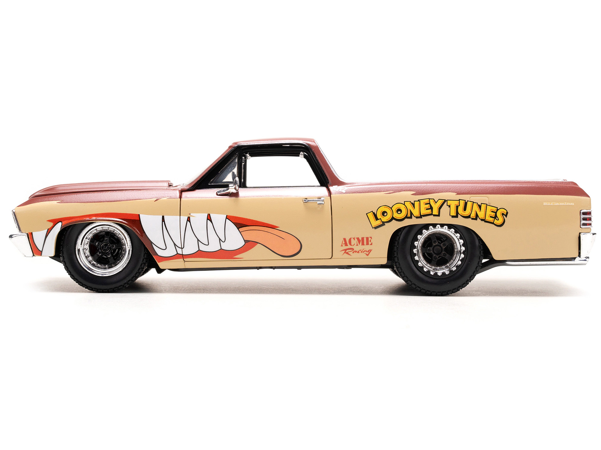 Jada 1967 Chevrolet El Camino Brown and Beige with Graphics and Tasmanian Devil (Taz) Diecast Figure "Looney
