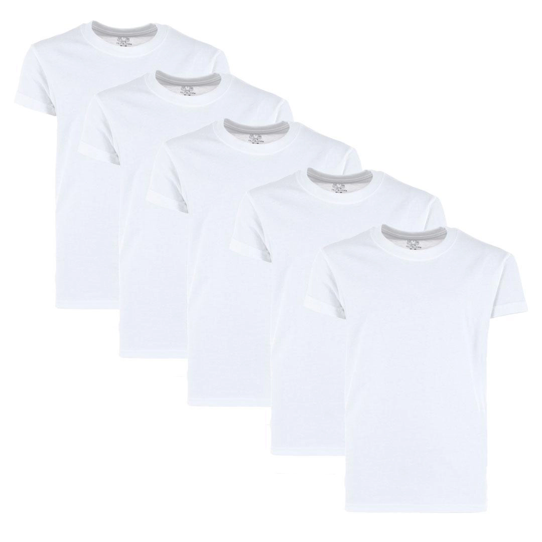 Fruit of the Loom Boy's White Crew T-Shirt (5 Pack)