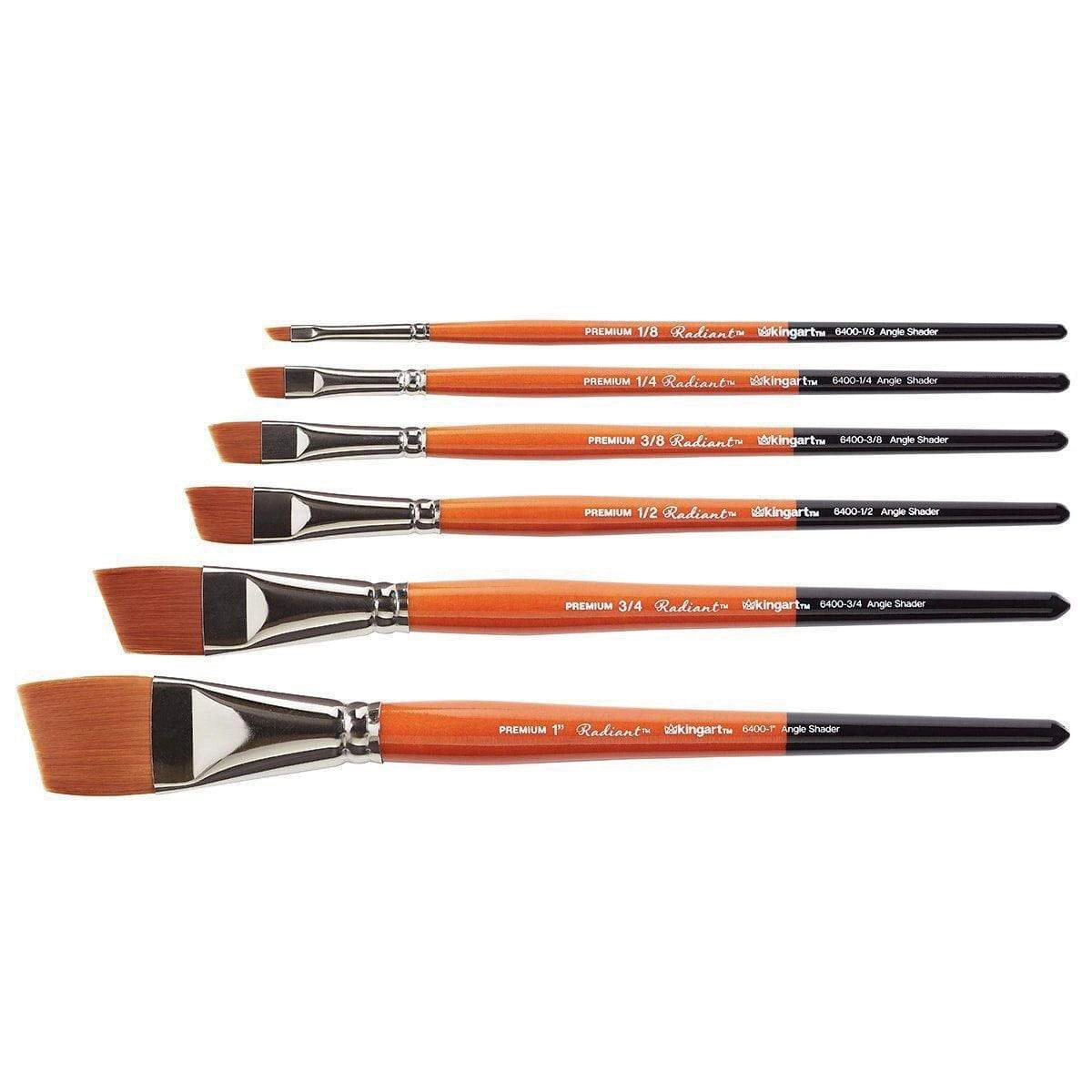 KINGART Radiant 6400 6-Piece Angular Shader Brush Set - Taklon Synthetic