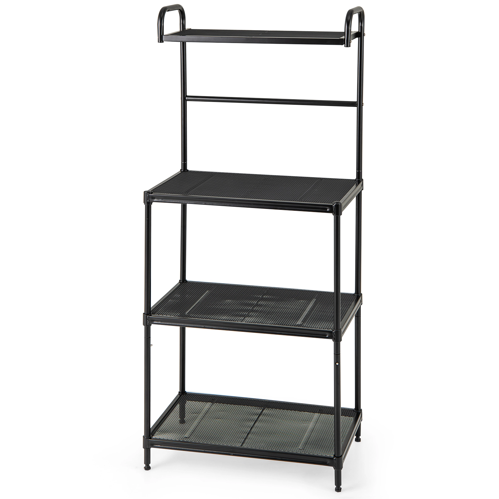 SUGIFT 4-Tier Black 53.5-in Tall Kitchen Microwave Storage Rack Floor Standing Metal Shelf Unit