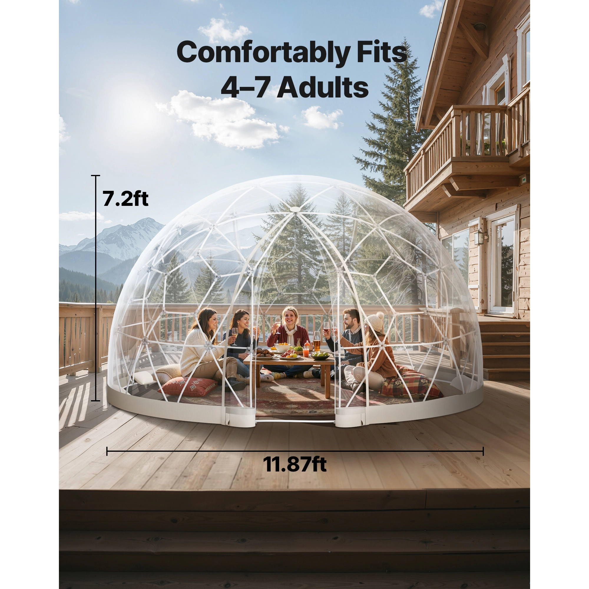 HONGGE Garden Dome Igloo Outdoor Clear Bubble Tent for Weatherproof Geodesic Dome Greenhouse with Window PVC Igloo Tent