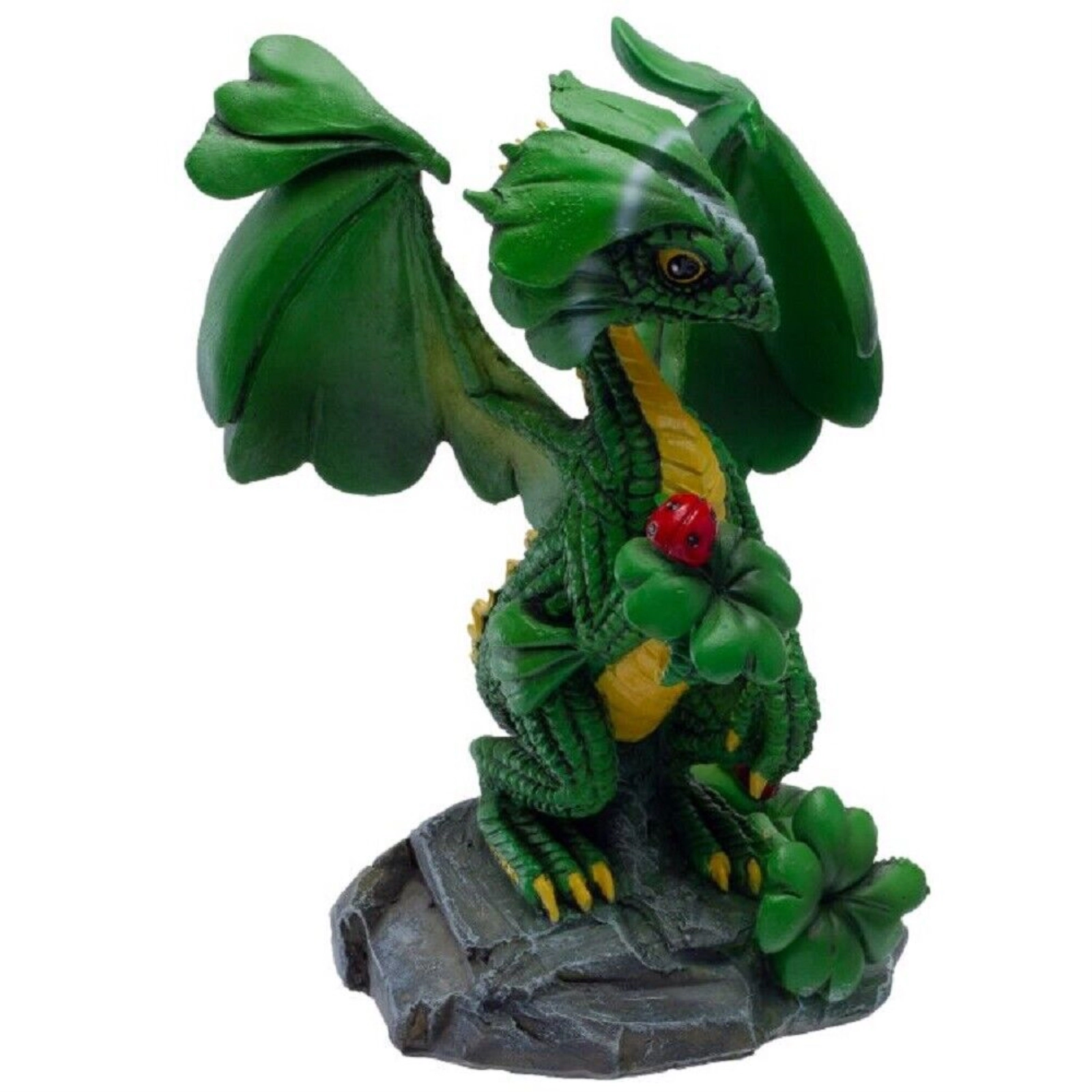 Pacific Giftware Green Fantasy Lucky Clover Dragon Resin Figurine by Stanley Morrison 4.75 inch